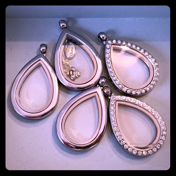 Teardrop Floating Charm Glass Lockets - Picture 1 of 4